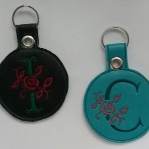 Custom Rose Monogram Key Chain