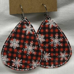 Buffalo Check Snowflake Earrings – Christmas Holiday Jewelry