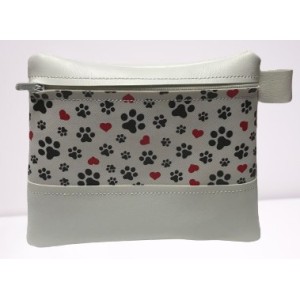 Paw Prints Hearts Vinyl Zipper Bag