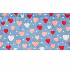 Hearts on Blue Curtain Valances