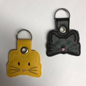 Cat Face Embroidered Keychain