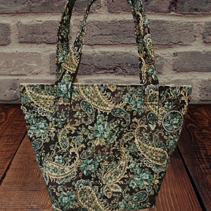 Green & Brown Floral Tote Bag – Quilted Everyday Carry