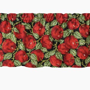 Apple's Theme On Black Window Valances