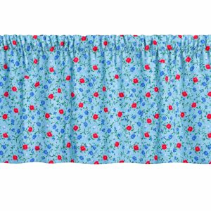 Blue With Red Flowers Valances