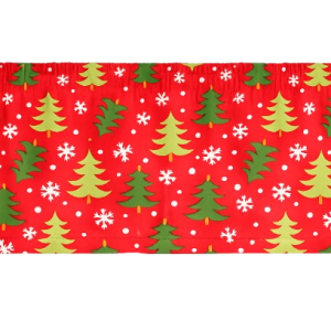 Green Christmas Trees On Red Valance