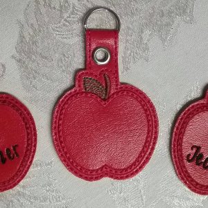 #1 Teacher Apple Key Chain – Embroidered Red Apple Gift