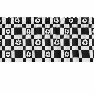 Black & White Check Flowers Window Valances