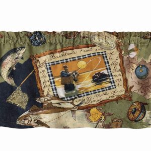 Vintage Fishing Scene Window Valances