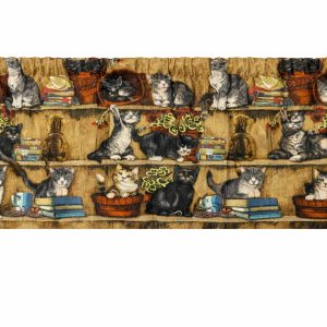 Cats in the Library Window Valances