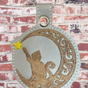 Cat Playing With Star Keychain Bag Tag