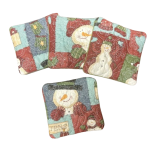 Patchwork Winter Snowmen Coasters