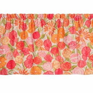 Orange Pink Flowers Window Valances