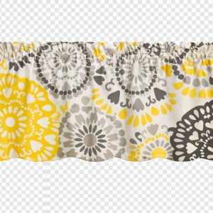 Grey Yellow Floral Abstracts Valance