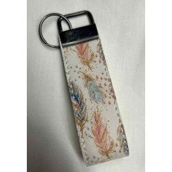 Feather Print Fold‑Over Key Chain