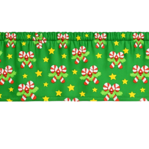 Candy Canes On Green Christmas Valances