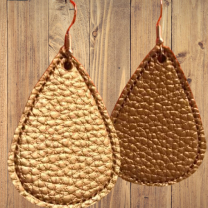 Textured Gold Faux Leather Earrings – Handmade Jewelry