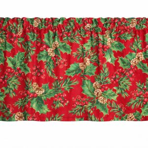 Burgundy Pinecones Holly Window Valance