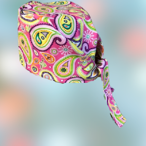 Paisley Print Pink Scrub Hat