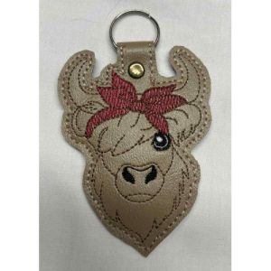 Highland Cow With Bow Bag Tag
