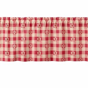 Pink Check Flower's Window Valances