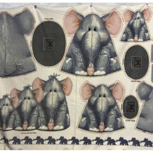 Vintage Jungle Babies Stuffed Elephant - Fabric