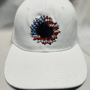 Sun Flower American Flag Embroidered Hat
