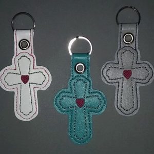 Cross With Hearts Keychain