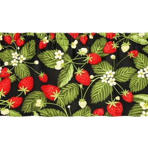 Strawberries On Black Kitchen Window Valance