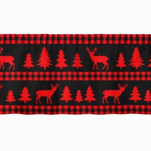 Deer Tree Window Valances – Black & Red