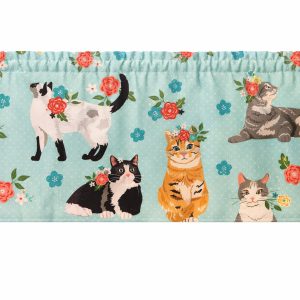 Cat Floral Print Window Valances
