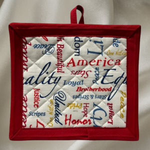 American Patriotic Words Pot Holder – Kitchen Decor
