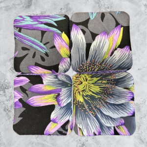 Bold Blooms on Black Coasters
