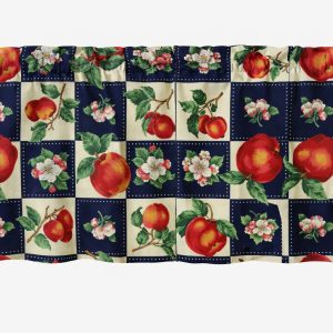 Apples Flowers Check Kitchen Window Valances